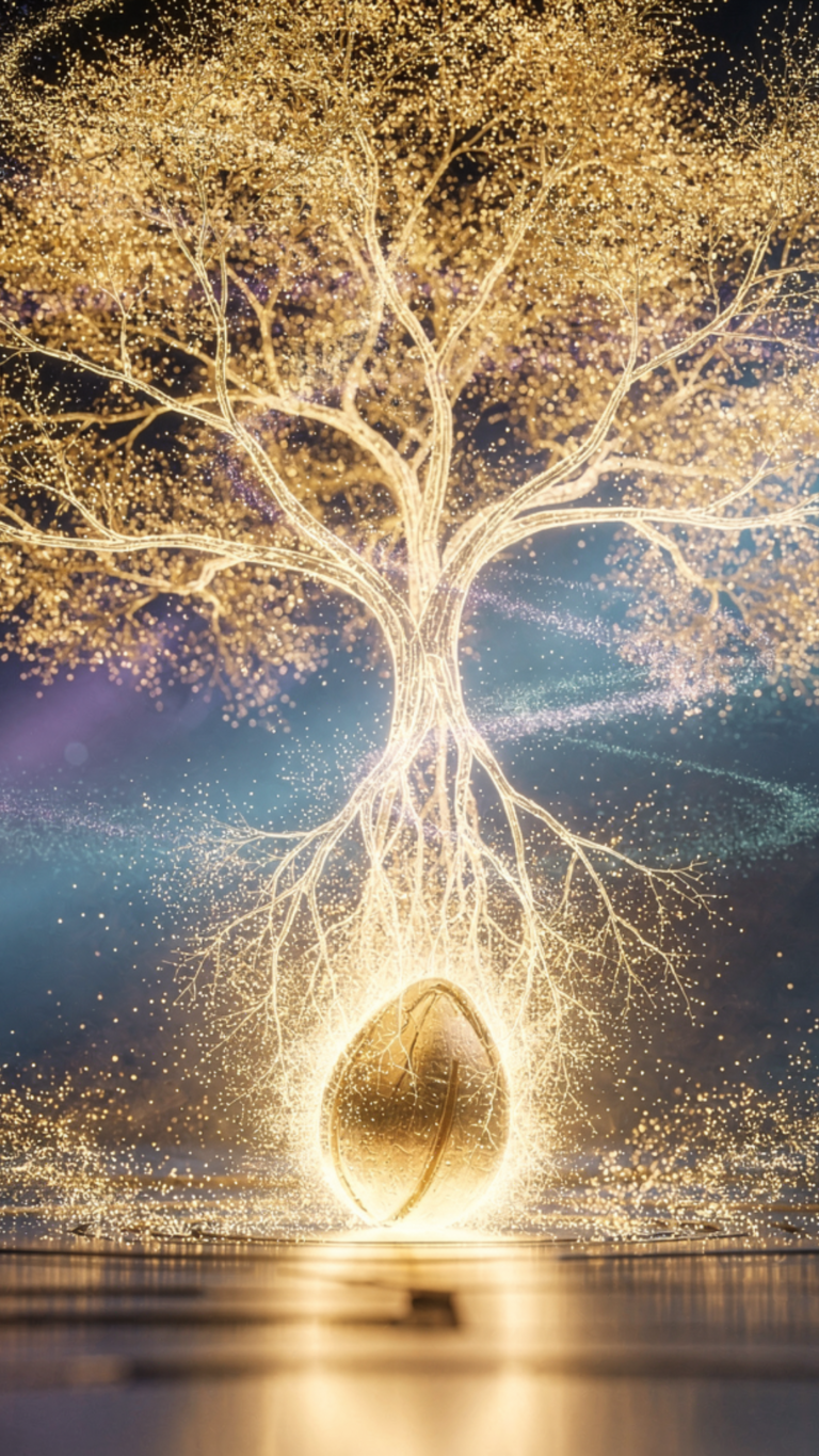 Arbre lumineux symbolisant la futurologie et les futurs possibles