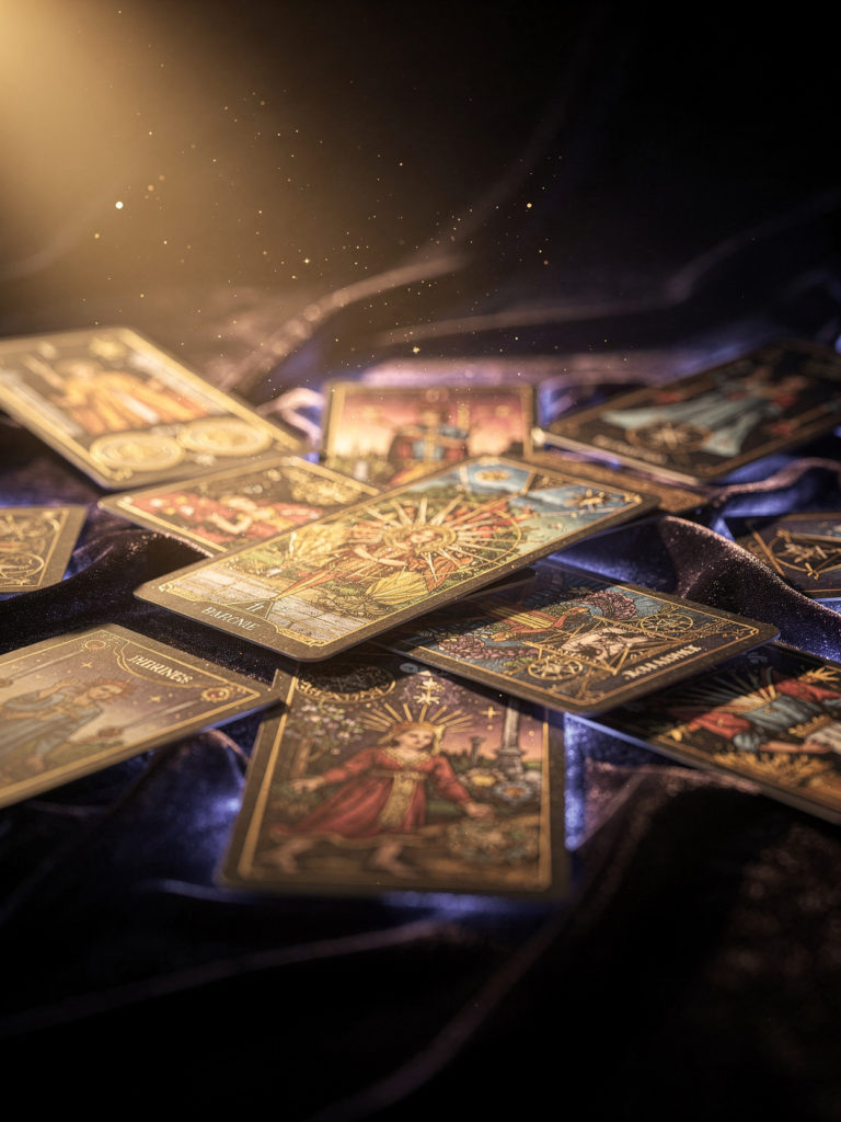 Cartes de tarot lumineuses pour une consultation de voyance et futurologie