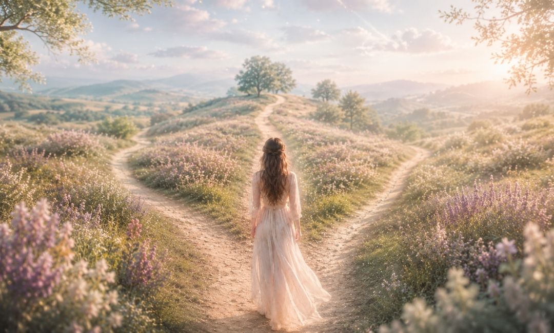 Femme à la croisée de trois chemins